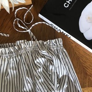 Off the shoulder striped with ties blouse